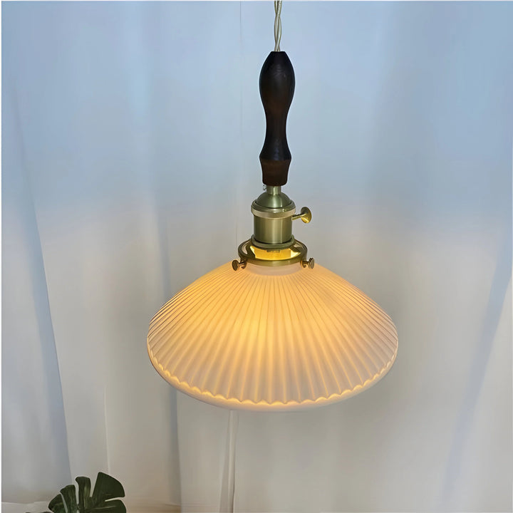 VINTAGE CERAMIC PLEATED PENDANT LIGHT