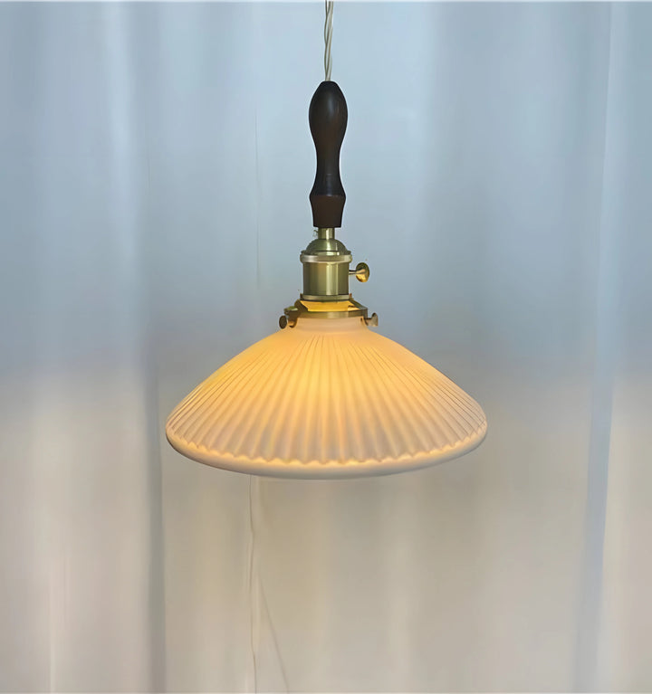 VINTAGE CERAMIC PLEATED PENDANT LIGHT