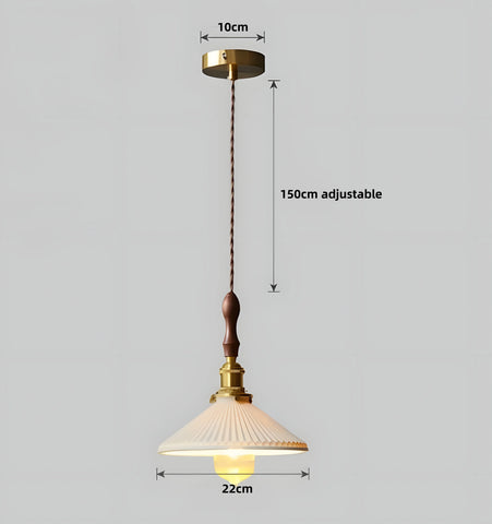 VINTAGE CERAMIC PLEATED PENDANT LIGHT