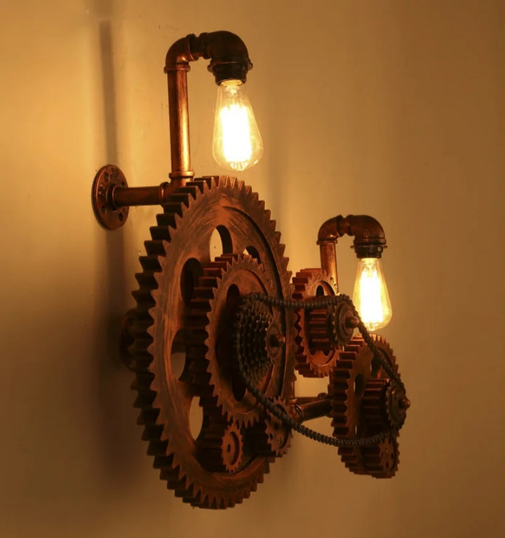 VINTAGE GEAR INDUSTRIAL WALL LAMP
