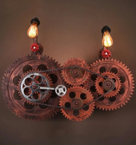 VINTAGE GEAR INDUSTRIAL WALL LAMP