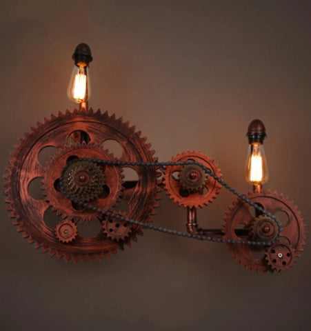 VINTAGE GEAR INDUSTRIAL WALL LAMP