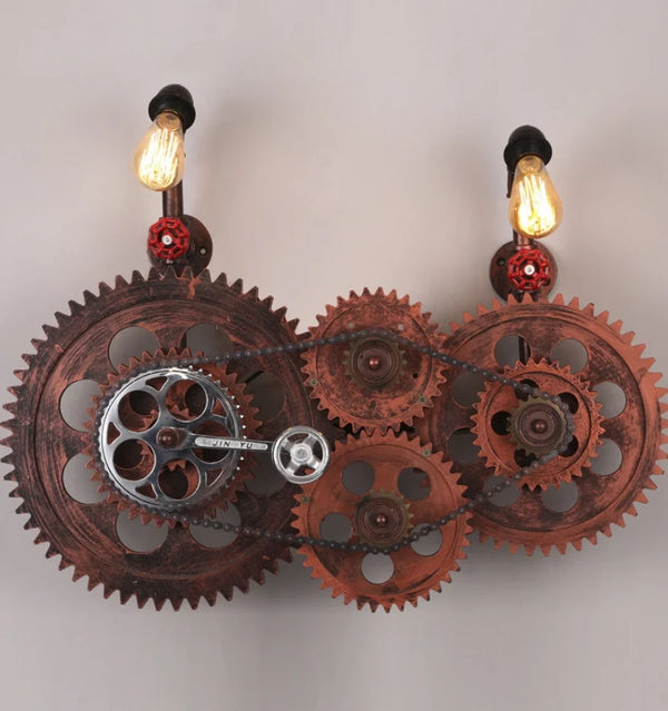 VINTAGE GEAR INDUSTRIAL WALL LAMP