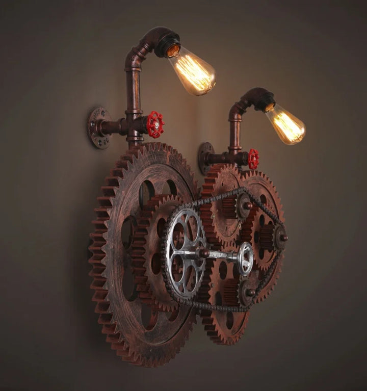 VINTAGE GEAR INDUSTRIAL WALL LAMP