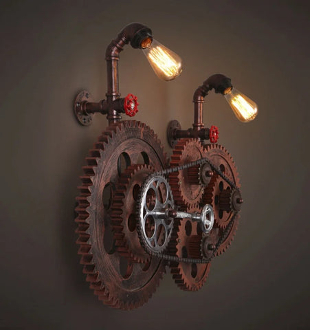 VINTAGE GEAR INDUSTRIAL WALL LAMP
