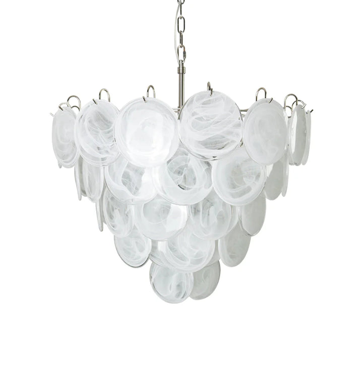 WHITE MURANO DISC CHANDELIER