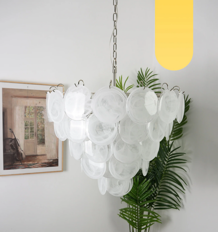 WHITE MURANO DISC CHANDELIER