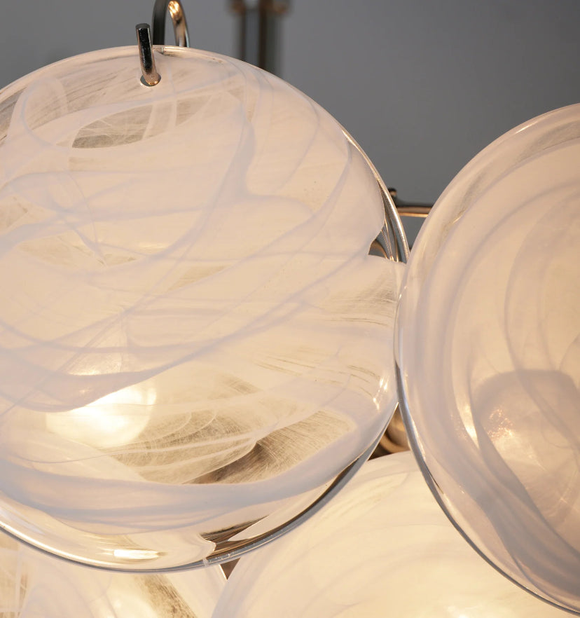WHITE MURANO DISC CHANDELIER