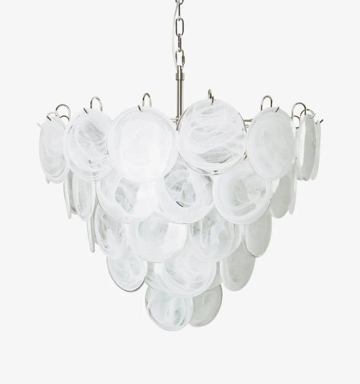 WHITE MURANO DISC CHANDELIER