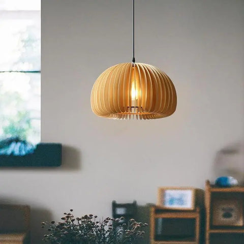 Wooden Pumpkin Pendant Light