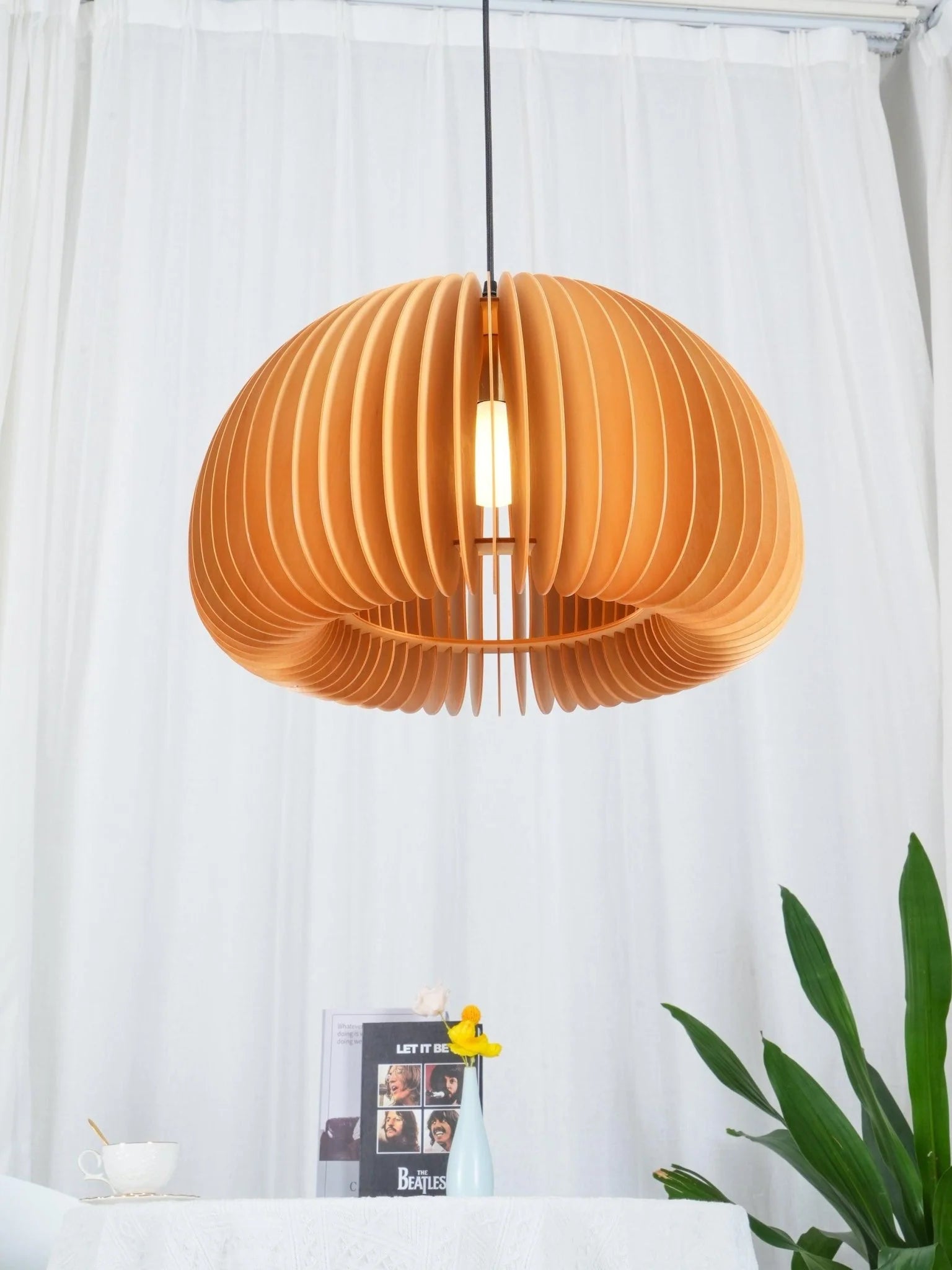 Wooden Pumpkin Pendant Light