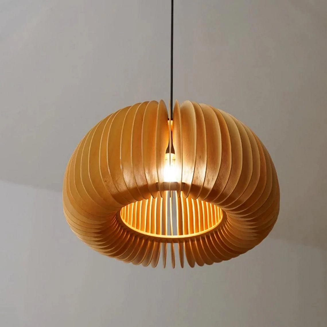 Wooden Pumpkin Pendant Light