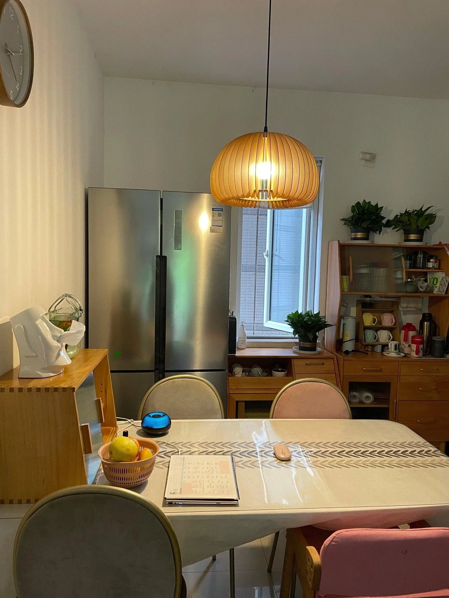 Wooden Pumpkin Pendant Light