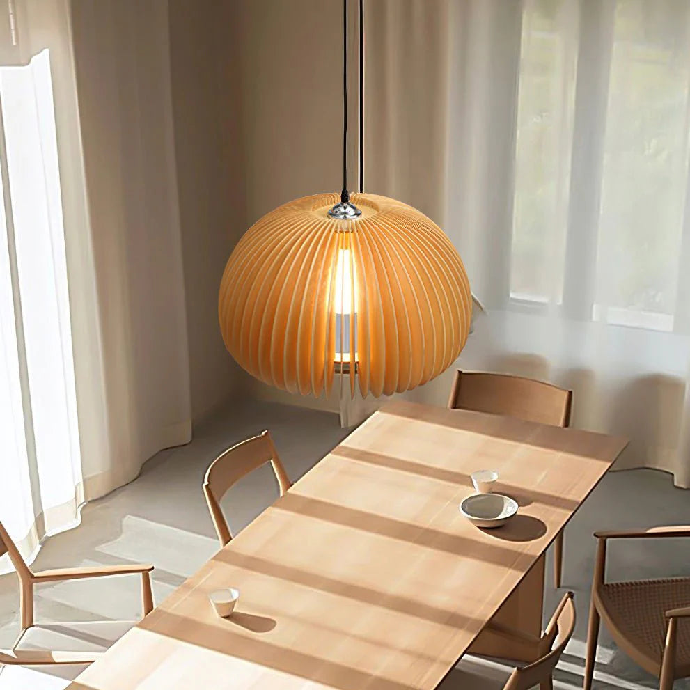 Wooden Pumpkin Pendant Light