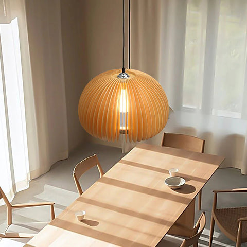 Wooden Pumpkin Pendant Light
