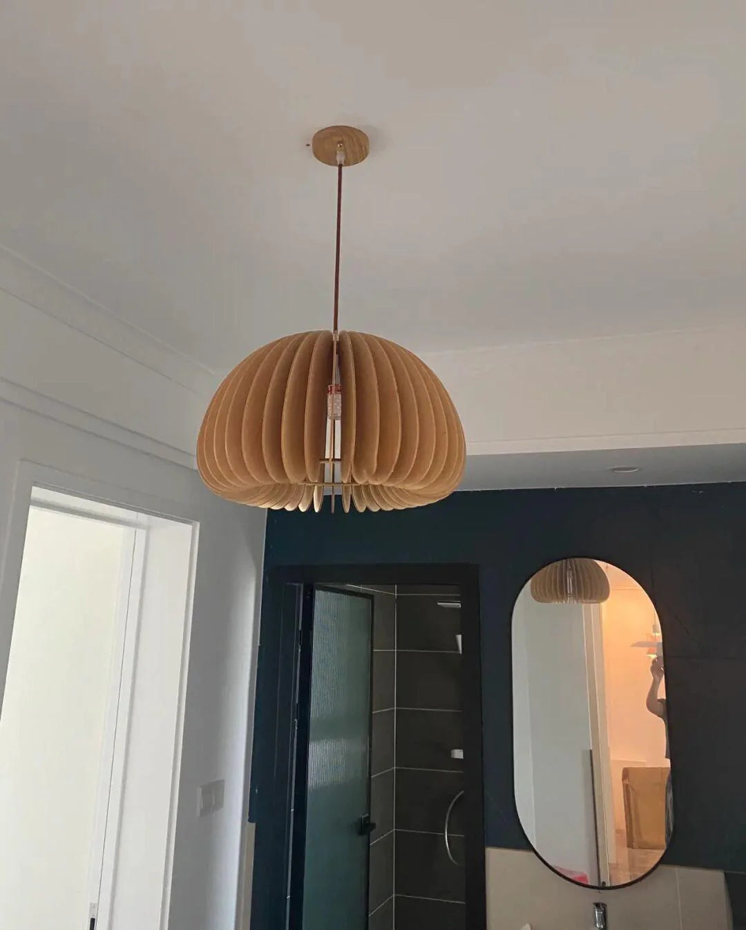 Wooden Pumpkin Pendant Light