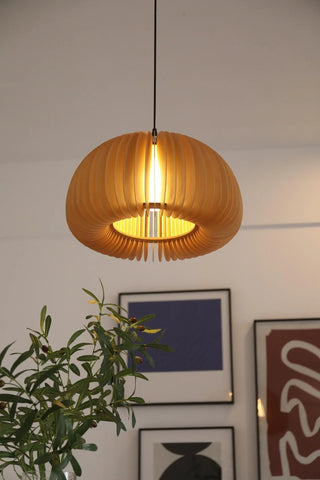 Wooden Pumpkin Pendant Light