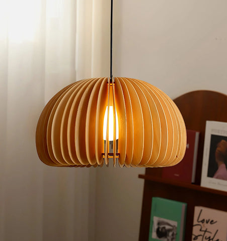 Wooden Pumpkin Pendant Light