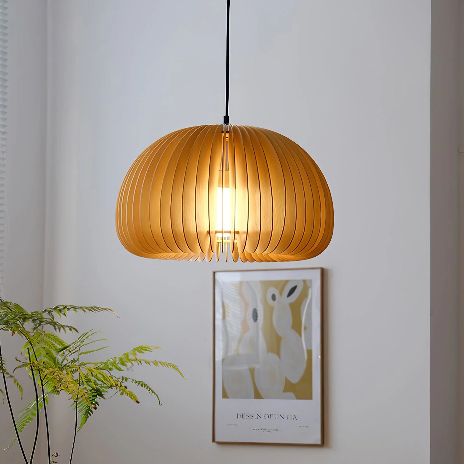 Wooden Pumpkin Pendant Light