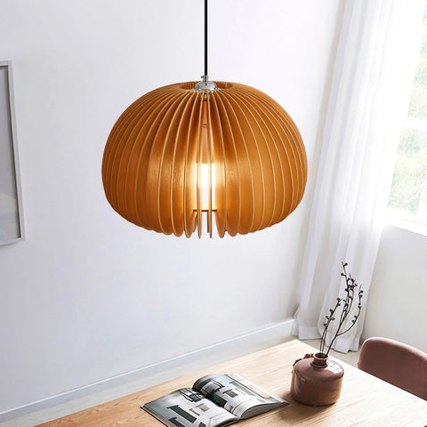 Wooden Pumpkin Pendant Light