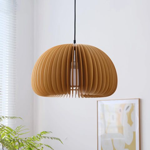 Wooden Pumpkin Pendant Light