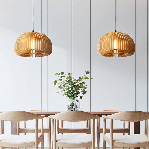 Wooden Pumpkin Pendant Light