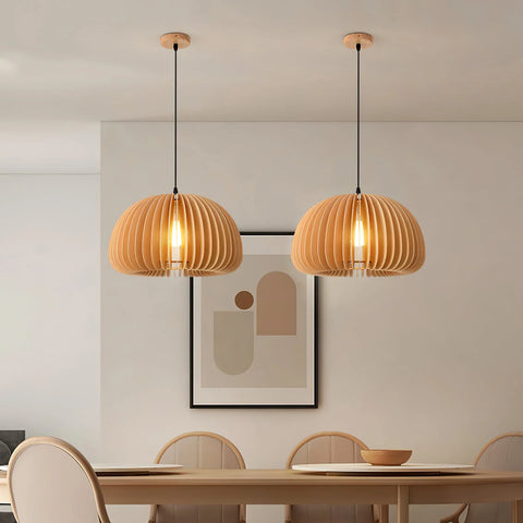 Wooden Pumpkin Pendant Light
