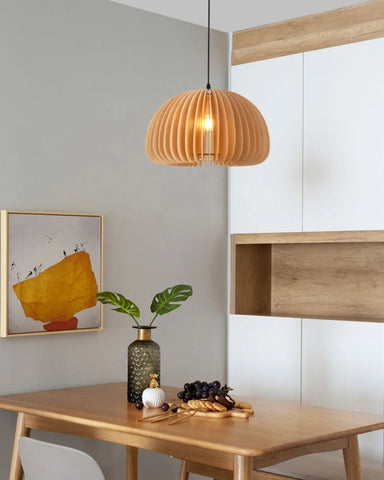 Wooden Pumpkin Pendant Light