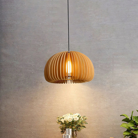 Wooden Pumpkin Pendant Light