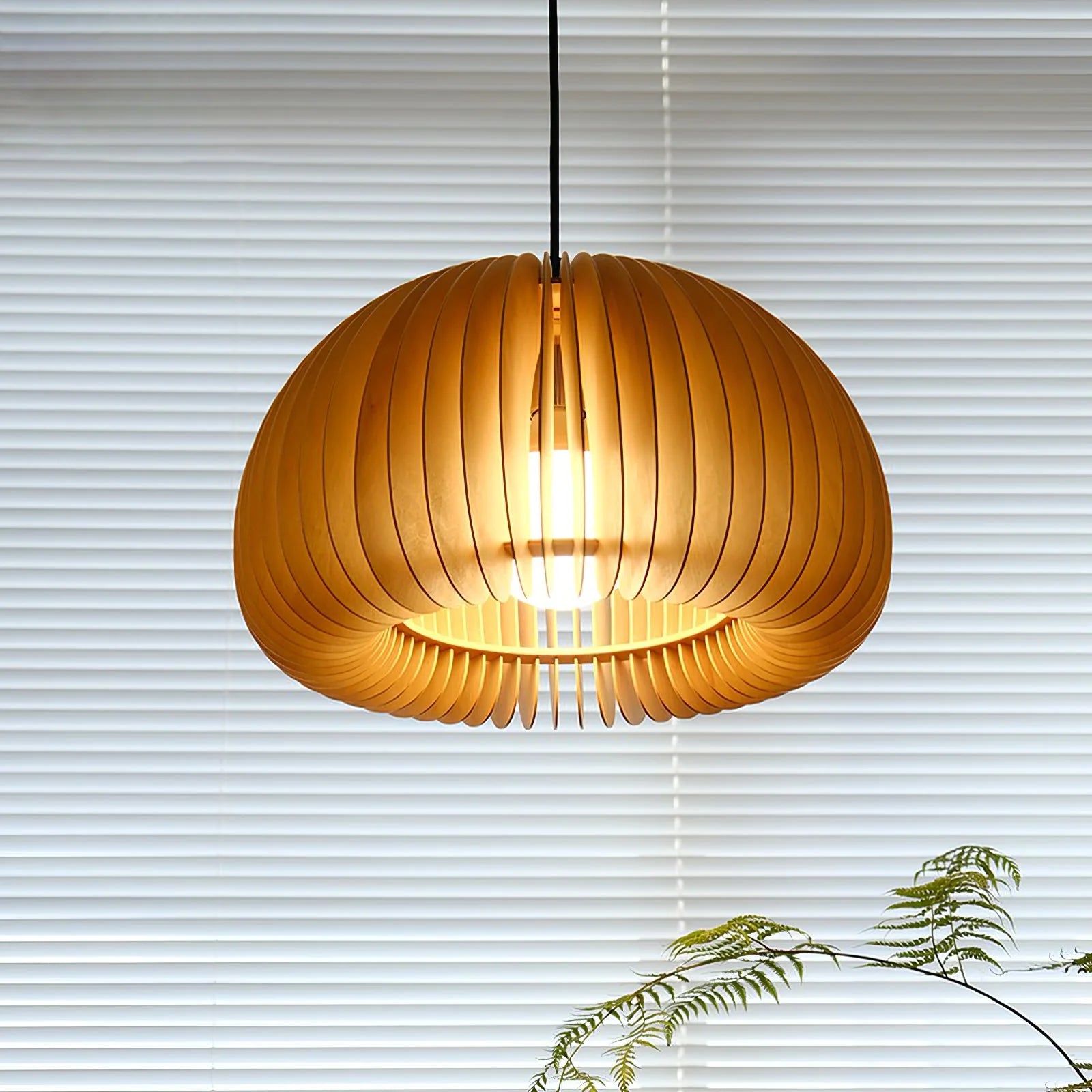 Wooden Pumpkin Pendant Light