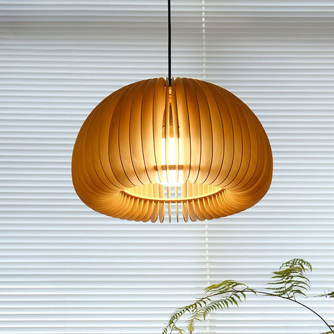 Wooden Pumpkin Pendant Light