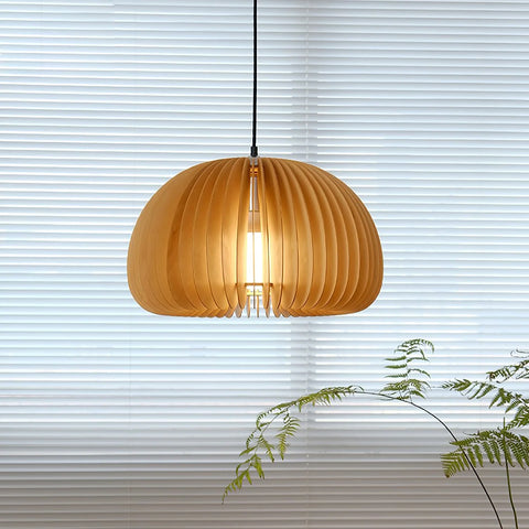 Wooden Pumpkin Pendant Light