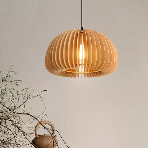 Wooden Pumpkin Pendant Light