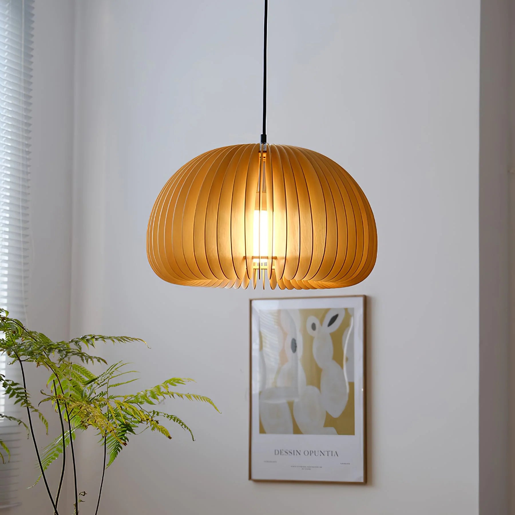 Wooden Pumpkin Pendant Light