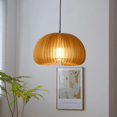 Wooden Pumpkin Pendant Light