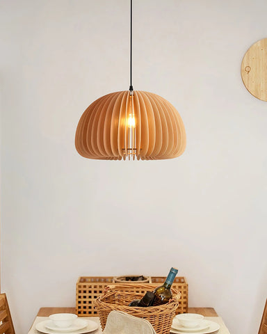 Wooden Pumpkin Pendant Light