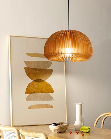 Wooden Pumpkin Pendant Light