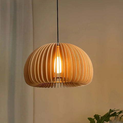 Wooden Pumpkin Pendant Light