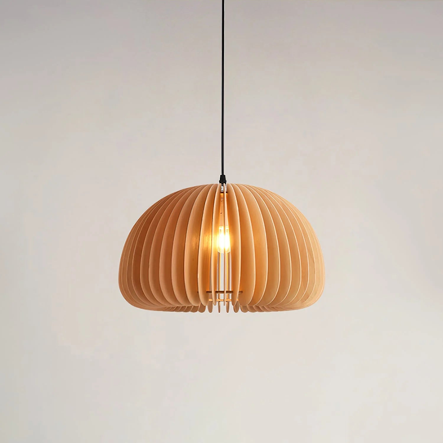 Wooden Pumpkin Pendant Light