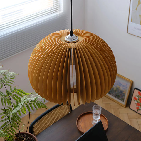 Wooden Pumpkin Pendant Light