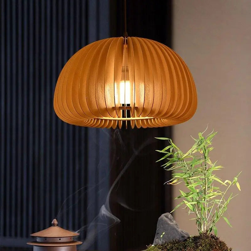Wooden Pumpkin Pendant Light