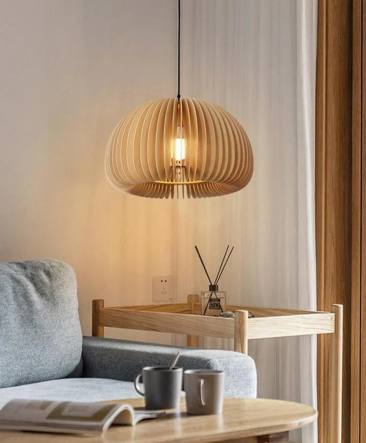 Wooden Pumpkin Pendant Light