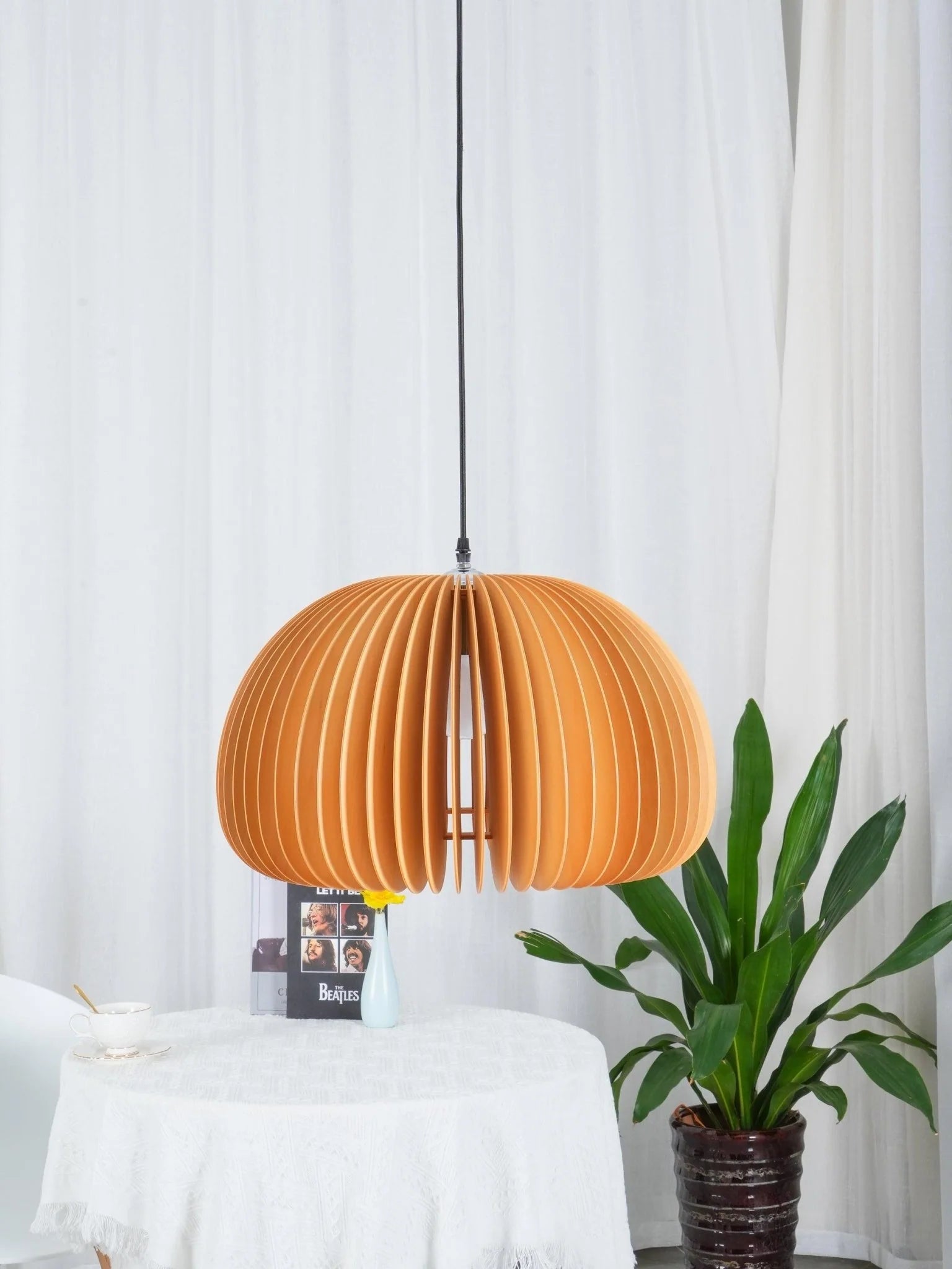 Wooden Pumpkin Pendant Light