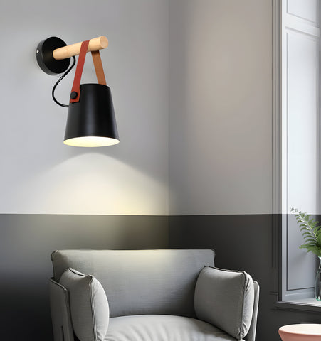 WOODEN CONICAL WALL LIGHT