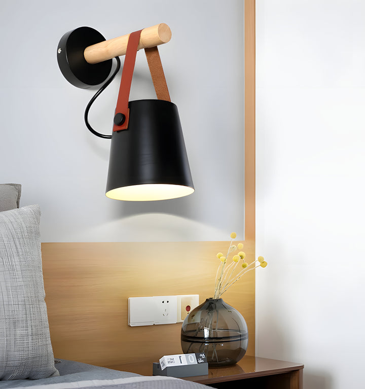 WOODEN CONICAL WALL LIGHT