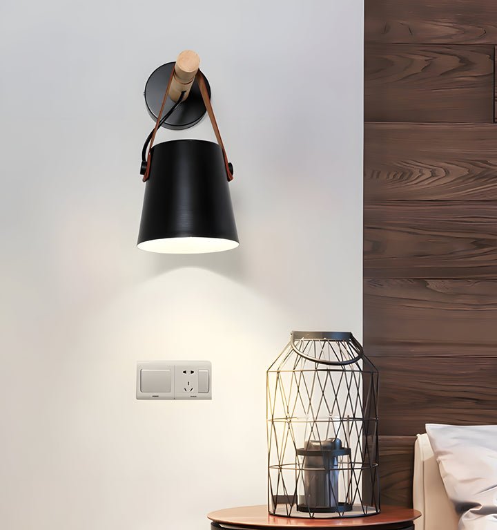 WOODEN CONICAL WALL LIGHT