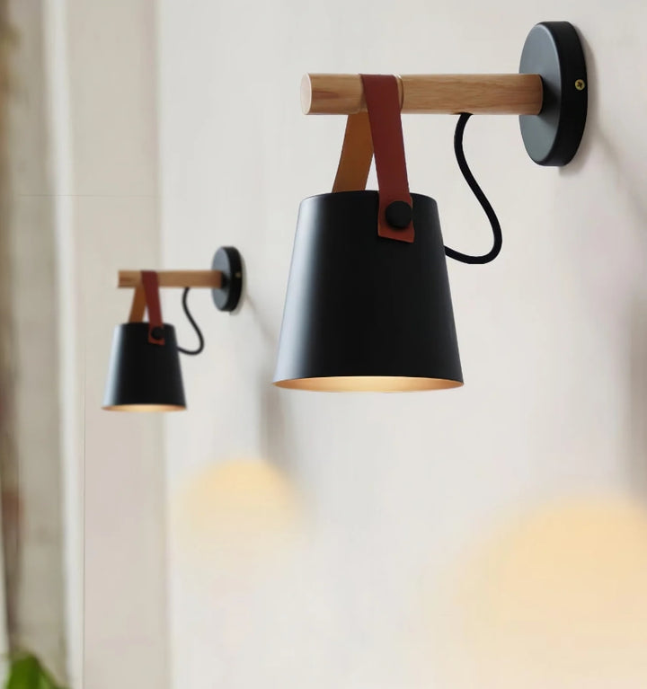 WOODEN CONICAL WALL LIGHT