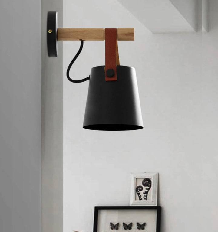 WOODEN CONICAL WALL LIGHT