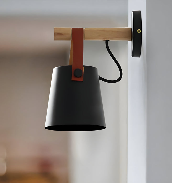 WOODEN CONICAL WALL LIGHT