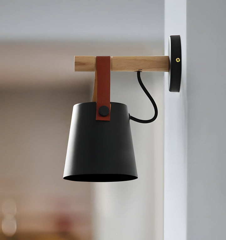 WOODEN CONICAL WALL LIGHT